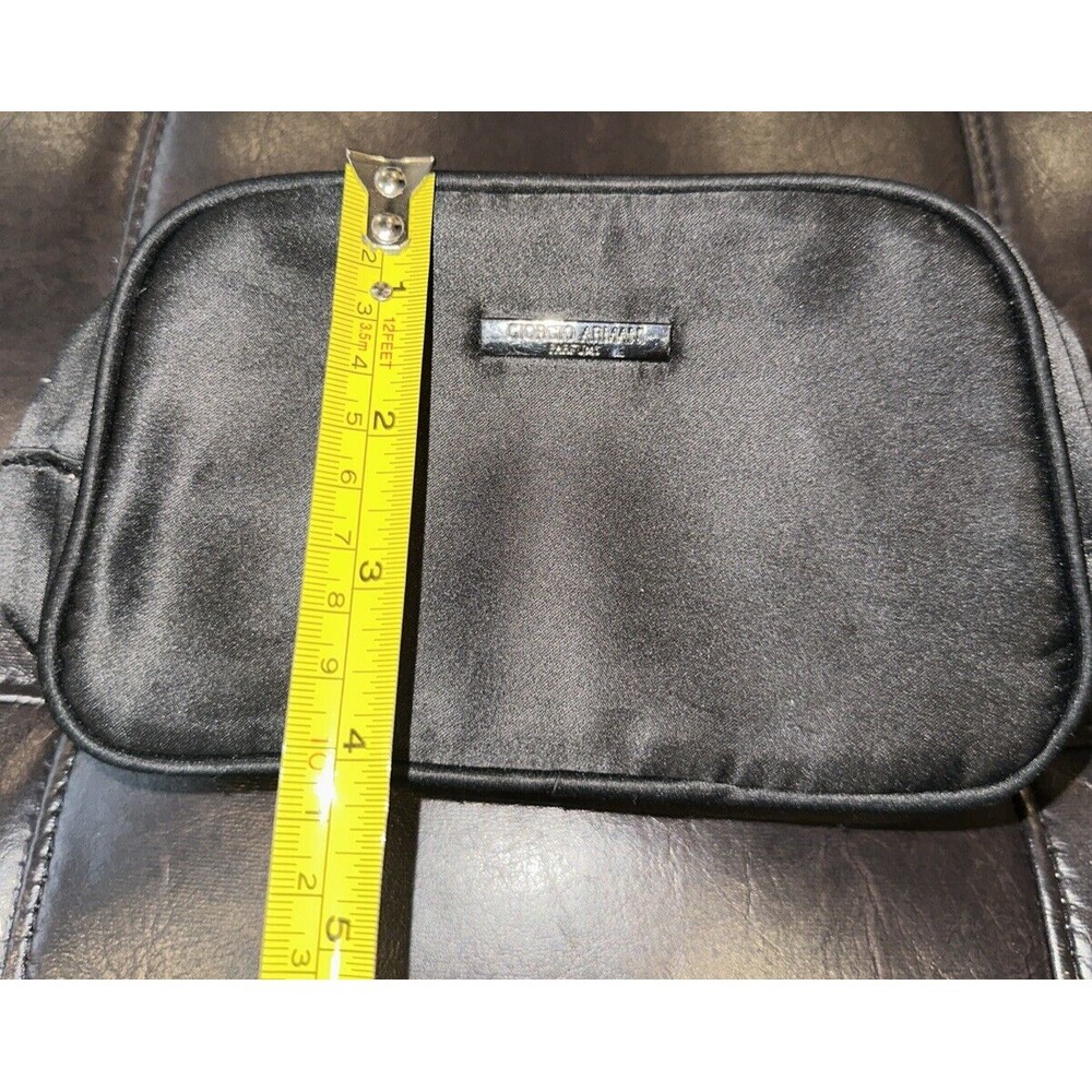 Giorgio Armani Parfums Black Makeup Bag Vanity Case Travel Pouch Cosmetic Clutch - Picture 4 of 6